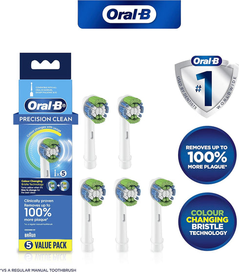 Braun Oral-B Precision Clean Electric Toothbrush Heads, Pack of 5, Suitable for All Oral-B Rotary Brushes