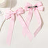 Silky Satin Hair Bows and Ribbons, 2PCS Pink Alligator Clips for Ponytail Holders, Hair Accessories for Women