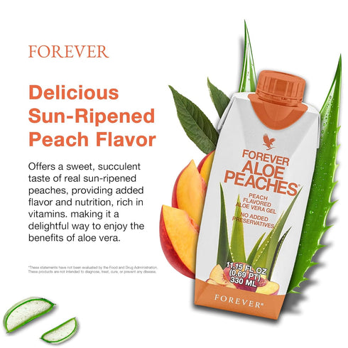Immune 6 Packs Forever Living - Forever Aloe Peaches - Supports Digestion, System, Energy Levels No Preservatives