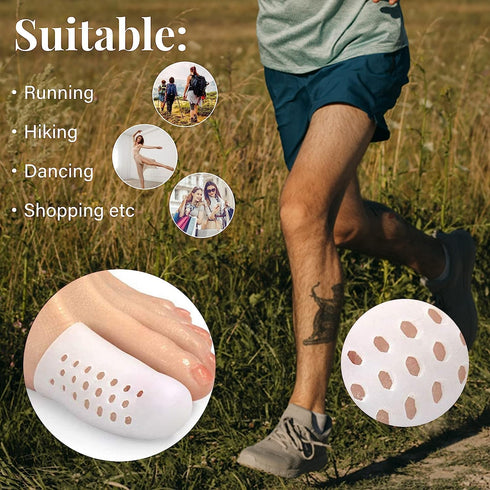 Middle Toe Protectors, 8 Count Silicone Toe Caps for Pain Relief from Corns & Ingrown Toenails