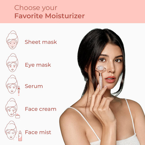PLANTIFIQUE Rose Quartz Face Roller and Gua Sha Set - Certified Rose Quartz Roller and Gua Sha Set for Your Skincare