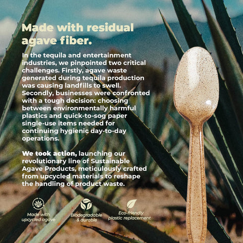 Sustainable Agave Co 24 Count Agave Fiber Spoons, Biodegradable, Plant-Based, Made With Upcycled Materials