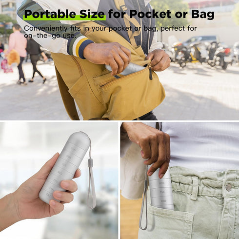 Zannaki Metal Moisture Proof Weekly Pill Organizer, Stackable Aluminum Alloy BPA Free Travel Hiking 7 Day Pill Box Case