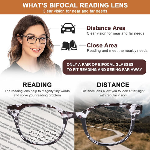 AQWANO 2 Pack Round Bifocal Reading Glasses, 3.0, UV400 Protection, Fashion Oversized Retro Sunglasses for Men Women
