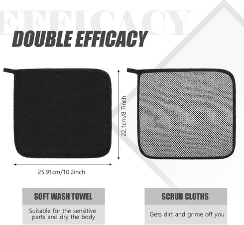 Tudomro 10 Pieces Double Sided Man Wash Cloths Bath Exfoliating Body Face Washcloth Scrub Cloths Wipe Washcloths Towel for Body Shower for Men and Women (Multicolor,10.2 x 8.7 Inch)