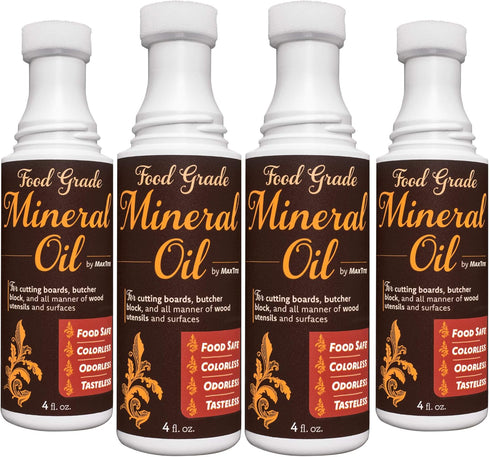 Easy-Applicator Mineral Oil 4oz - Food Grade for Cutting Boards and Wood Care, Made in USA