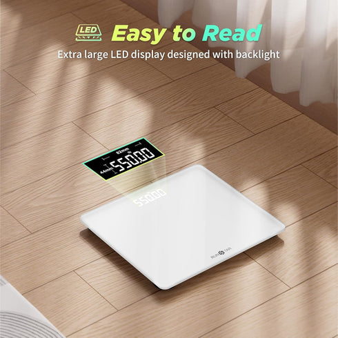 550lb Digital Bathroom Scale, Ultra-Wide Platform with Large LED Bezel-Less Display, High Precision