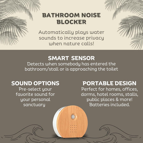 NERRA Bathroom Noise Blocker, Automatically Plays Relaxing Water Sounds for Bathroom Privacy, Blocks Toilet Sounds