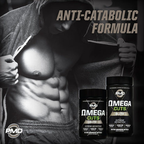 PMD Sports Omega Cuts Elite Fat Loss Formula - Omega Fatty Acids, MCT's, CLA, Keto Friendly, 90 Softgels