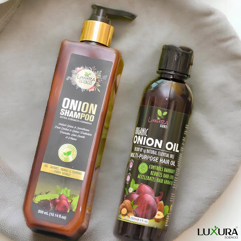 Onion Hair Care Combo | Nourishing Oil + Hydrating Shampoo | 250ml+300ml (2 Piece Set) | Enhances Growth