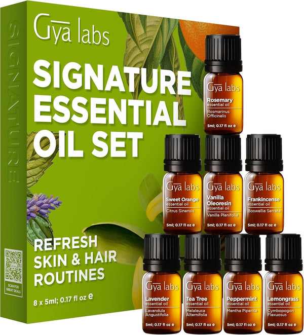 Gya Labs Signature Essential Oil Set (0.17 Fl Oz8) - Relaxation Gifts