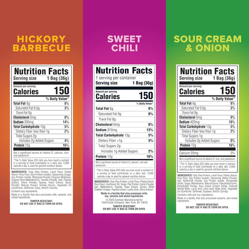 Popped Crisps Variety Pack - Sweet Chili, Hickory Barbecue, Sour Cream & Onion, Gluten Free, 12 Count