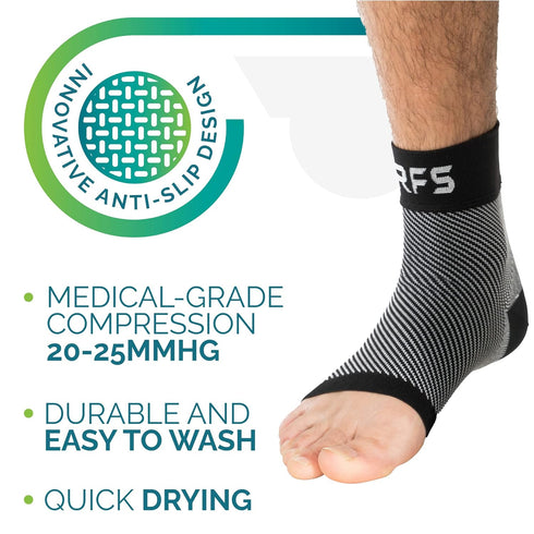 Run Forever Large/Black Open Toe Compression Socks for Women, Foot Compression Sleeve