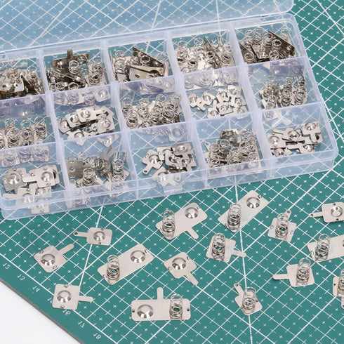 Rustark 100Pcs Battery Spring Plate Assortment Kit Negative to Positive Conversion Spring Contact Plate Battery Springs