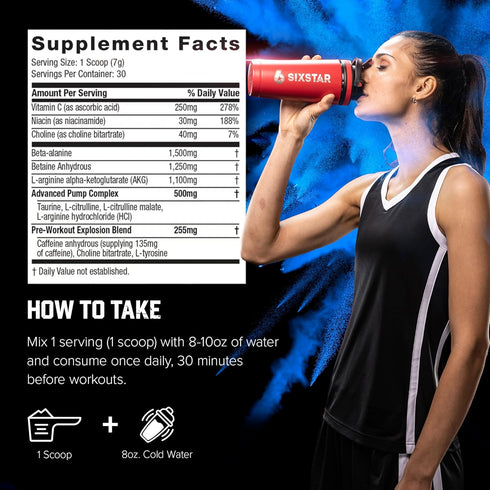 Six Star Pre-Workout Powder for Men & Women - ICY Rocket Freeze (30 Servings)