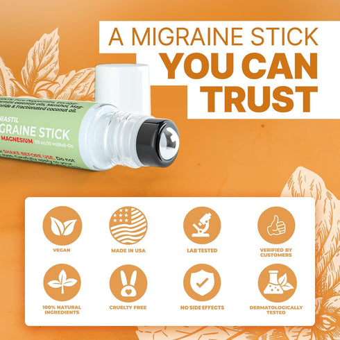 Migraine Stick with Magnesium, Topical Magnesium for Occasional Headache, Made in The USA