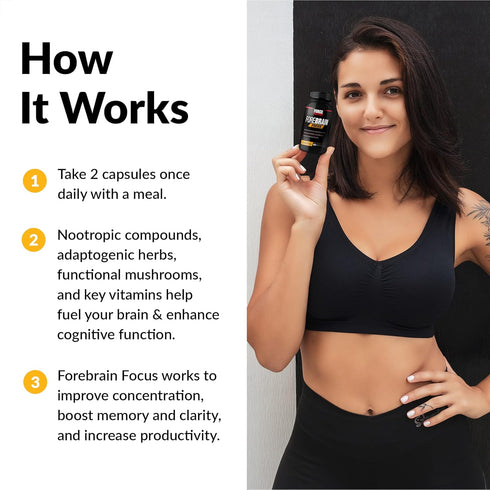 Force Factor Forebrain Focus Brain Booster - 60 Capsules, Nootropic Brain Support Supplement for Clarity & Concentration