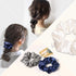 Ivyu 4 Pack Silk Scrunchies for Girls Women, Cute Hair Accessories Ponytail Holder in White, Black, Navy, Gray