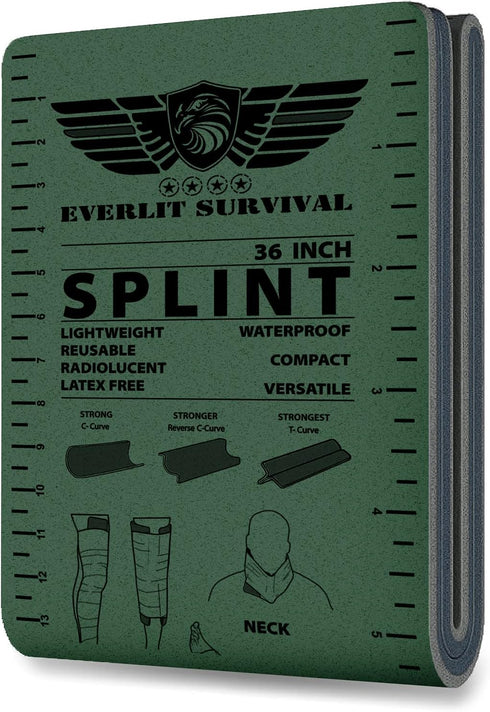 EVERLIT 36 Inch Lightweight Reusable Combat Splint - Waterproof Tactical Field First Aid Medical Splint