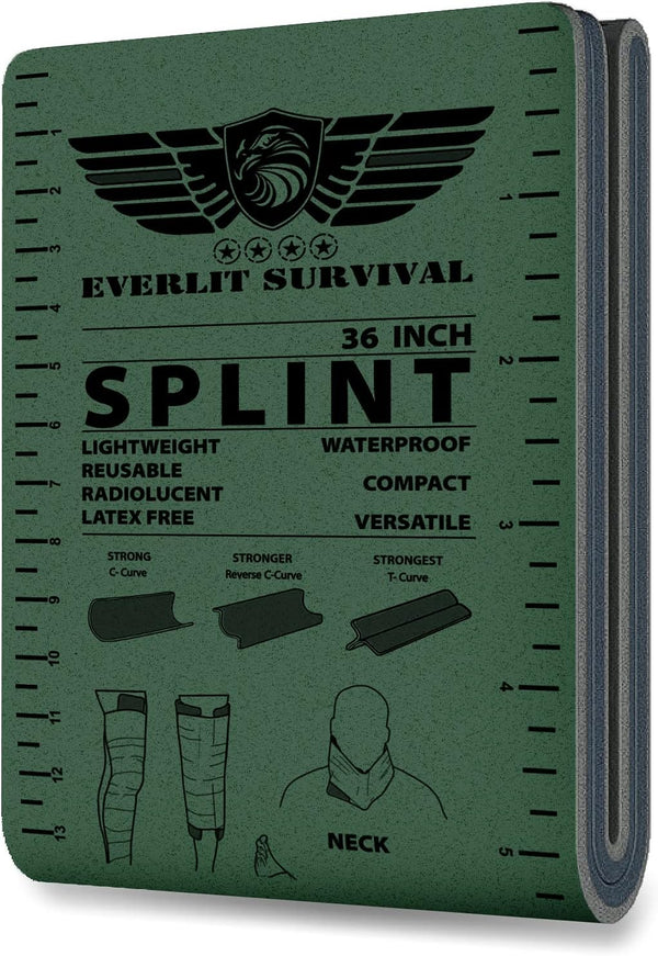 EVERLIT 36 Inch Lightweight Reusable Combat Splint - Waterproof Tactical Field First Aid Medical Splint