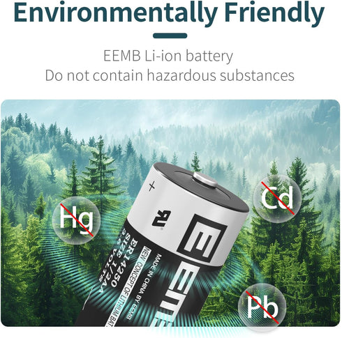 EEMB ER14250 1/2 AA 3.6V Lithium Battery, 1200mAh Lithium Thionyl Chloride, Non-Rechargeable Batteries for Home