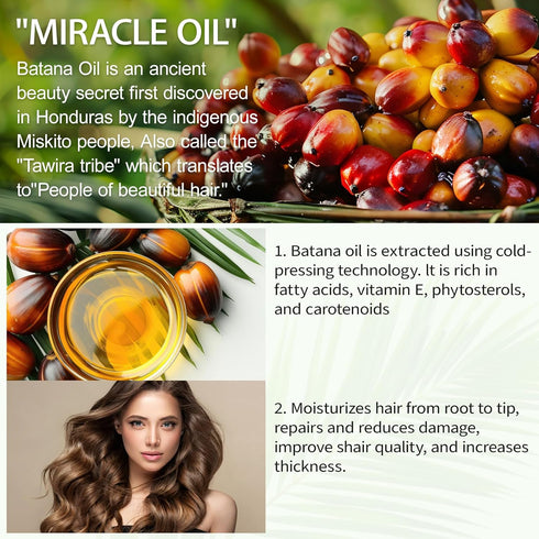 Raw Batana Oil for Hair Growth, 100% Pure from Honduras, Prevents Hair Loss, Repairs Damage, 4.2 oz