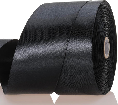 YASEO 2 Inch Black Solid Satin Ribbon, 50 Yards for Gift Wrapping, Floral Bouquets, Wedding Party Decoration