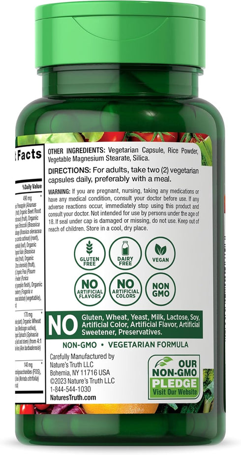 Super Fruits and Veggies - 60 Vegetarian Capsules, Non-GMO & Gluten Free Antioxidant Superfood Supplement