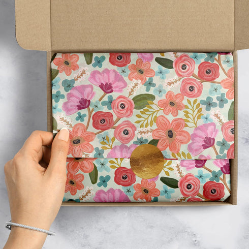 Jillson Roberts 24 Sheet-Count Premium Printed Tissue Paper Available in 8 Different Floral Designs, Gypsy Floral