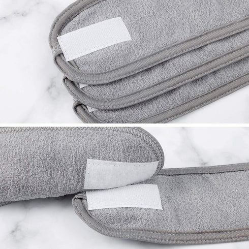 Whaline Spa Facial Headband Wrap, Terry Cloth Headband 4 Counts Stretch Towel for Bath, Makeup and Sport (Gray)
