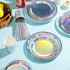 Iridescent Party Supplies, Holographic Paper Plates and Napkins Set for Mermaid Birthday Wedding Party, Serve 25