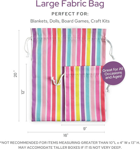 Gather & Knot Drawstring Gift Bags, 20" Large 12" Small Premium Canvas, Reusable Fabric Wrap for Birthdays, Baby Shower