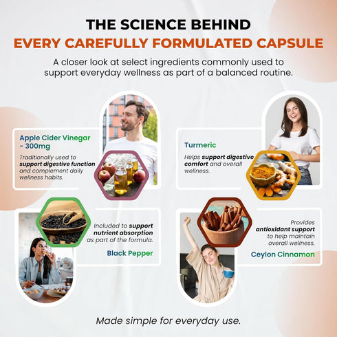 Immunity 150 Organic Apple Cider Vinegar Capsules Enhanced with Cinnamon, Turmeric - Ultra Supplement for Digestive