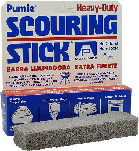 PUMIE Pumice Scouring Stick, Extra Strong Heavy Duty Cleaning Stone for Tough Bathroom & Kitchen Stains, Pack of 1