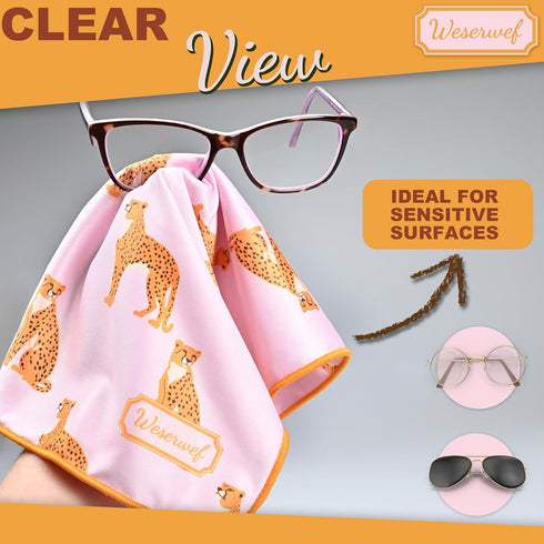WESERWEF 12" 12", Design Microfiber Glasses Cleaning Cloth Premium Cleaning Cloth for Eyeglasses, Screens, Tablets