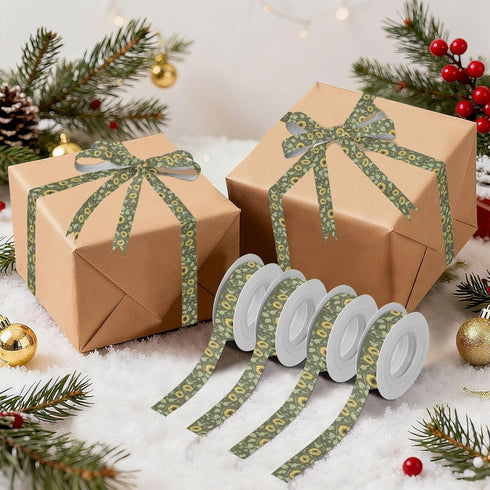YKZEYK 1/2" 25 Ribbon for Gift Wrapping Flower Sunflowers Leaves Green Print Fabric Ribbon Yards, Gift Wrap Bow Ribbons