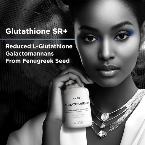 Amen Glutathione-SR+ Advanced Sustained-Release Supplement, 2-Month Supply, Reduced L-Glutathione, 60 Capsules