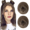 REECHO 2 PCS Mini Claw Clip Hair Bun Extensions in Messy & Cat Ears for Women Girls, 3" Straight, Ash Light Brown