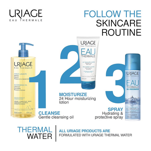 Uriage Thermal Water Silky Body Lotion, Hydrating Moisturizer Cream for Dry & Sensitive Skin, 24hr Comfort