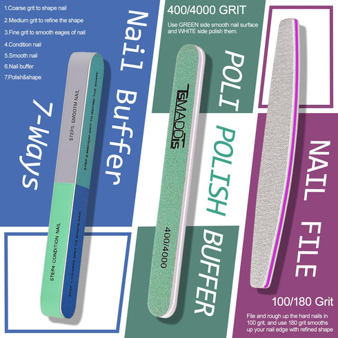 TsMADDTs Nail Buffers and Files - Manicure Tools Kit with 3 Nail Files, 2 Buffer Blocks, Cuticle Nippers