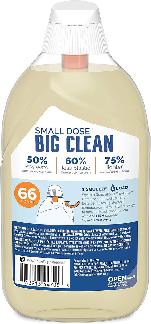 Seventh Generation Laundry Detergent, 23.1 Fl Oz | Ultra Concentrated EasyDose, Free & Clear