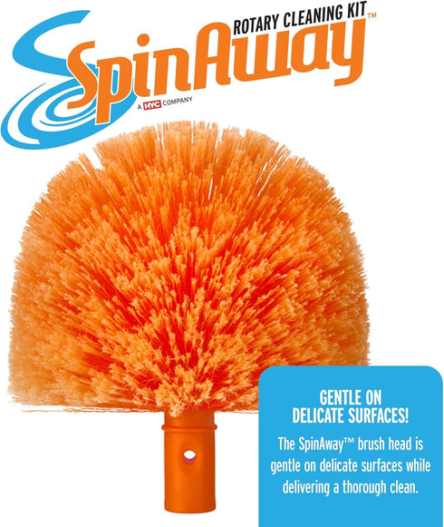 HY-C Rotary Cleaning Brush Replacement - Gardus SP2 SpinAway Rotary Cleaning Brush Replacement, Spider Web Brush, Ceiling Brush for Cleaning (Orange)