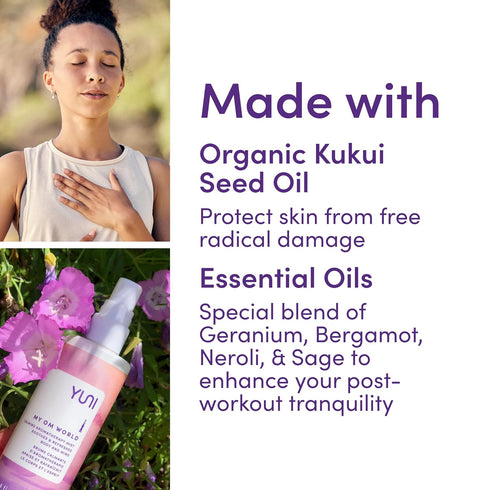 YUNI Beauty My OM World Calming Body Mist, 4oz, Natural Aromatic Oils for Relaxing Stress Relief & Focus
