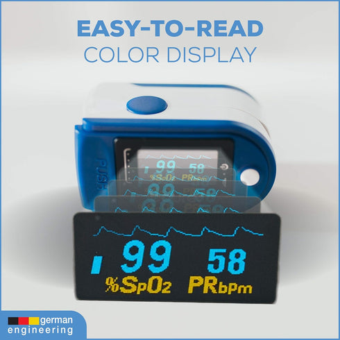Beurer PO50 Fingertip Pulse Oximeter, Blood Oxygen Saturation & Heart Rate Monitor, Extra-Small & Light, Strap &