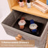 Makeup Organizer Countertop, Elegant Bamboo Cosmetic Skincare Organizers with 3 Makeup Brush Holders, 3 Drawers