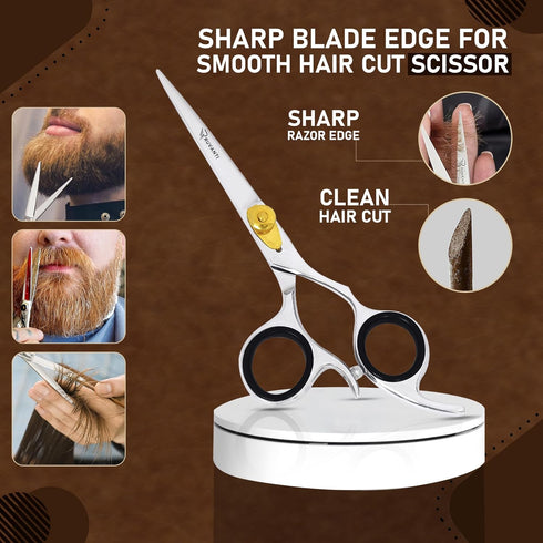 Ruvanti Hair Cutting Scissors, Professional Barber Premium Shears, Sharp Stainless Steel Blades, Comfortable Grip