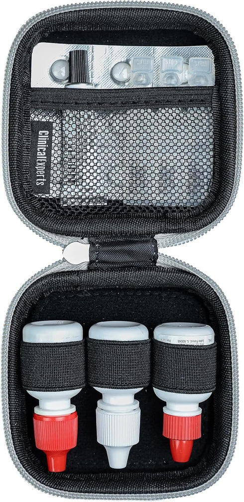 Multi-Functional Eye Drops, Medicine & Travel Accessories Organizer - Hardshell EVA Compact Carry Case for Daily Pills