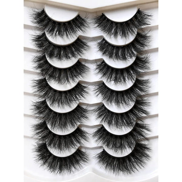 Pooplunch 7 Pairs Pack of Dramatic Volume 20MM Long Faux Mink False Eyelashes - 8D Thick Soft Strips