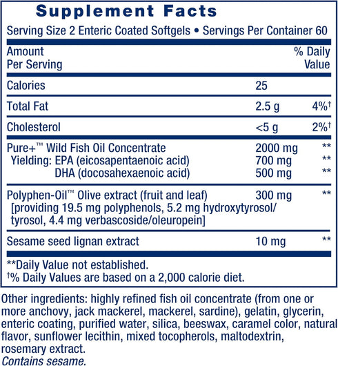 Life Extension Super Omega-3 EPA/DHA Fish Oil, Heart Health, Brain Health, 120 Softgels