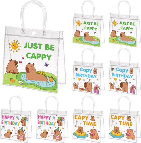 H1vojoxo Capy Birthday Gift Bags - 24PCS Cappy Clear PVC Gift Bags